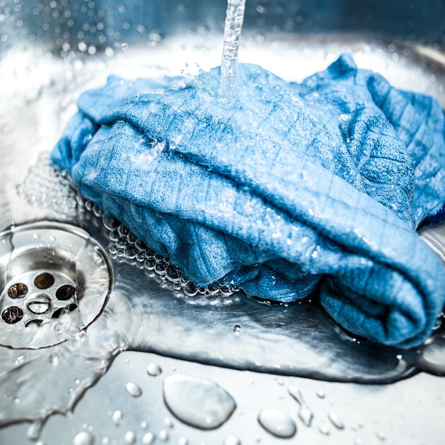 Cleaning with a damp cloth