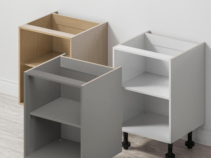 A trio of kitchen cabinets