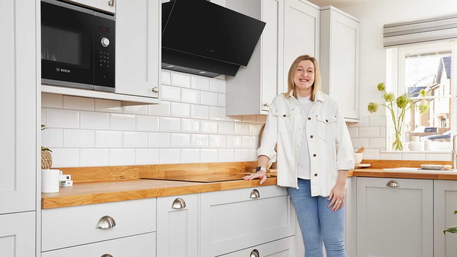 Ellen White stood in her Howdens cooking space