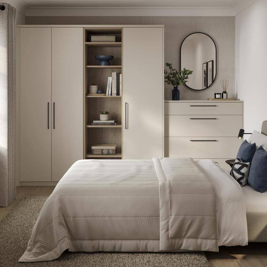 A small, modern fitted bedroom from Howdens