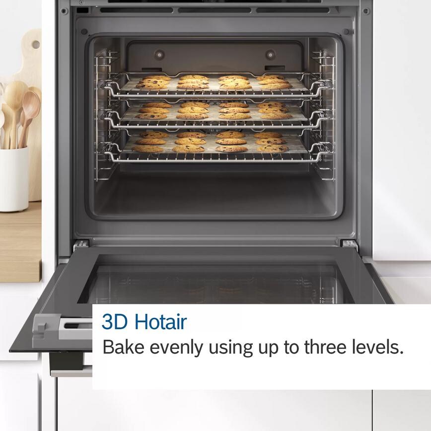 Bosch Serie 2 HHF113BR0B Stainless Steel Built In Single Fan Oven 3D Hot Air