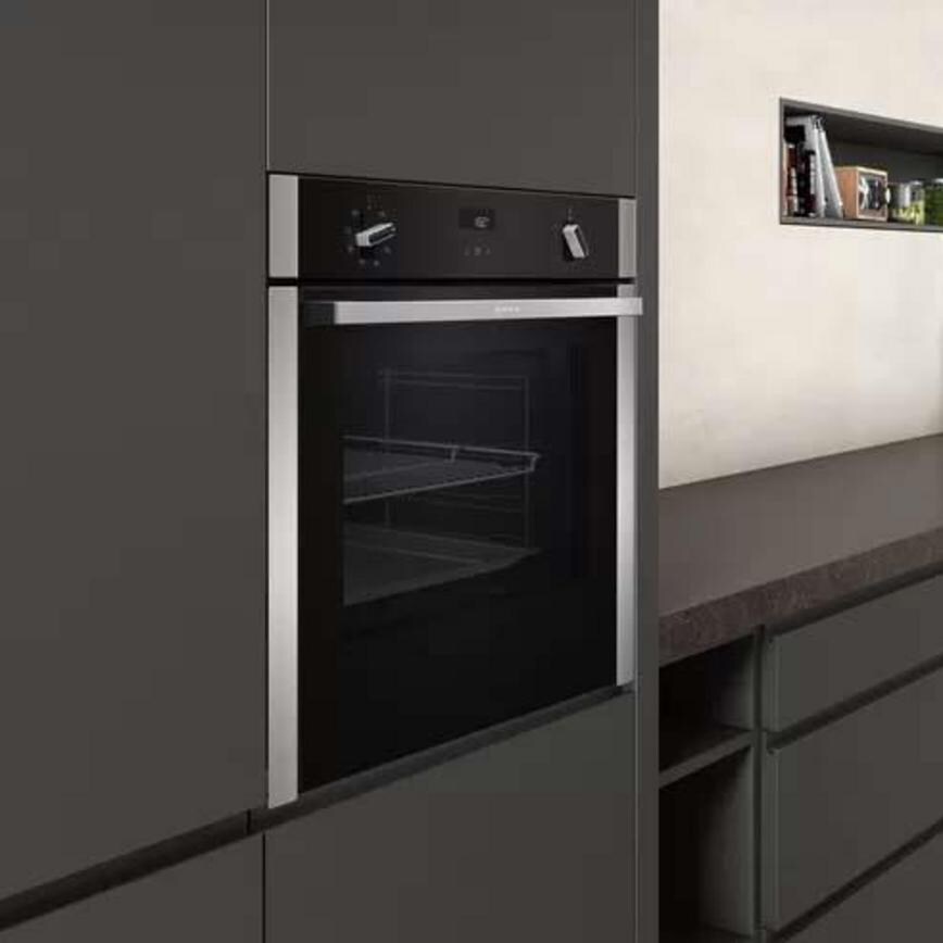 Neff N50  Slide and Hide Black Built In Single Multifunction Oven Side View