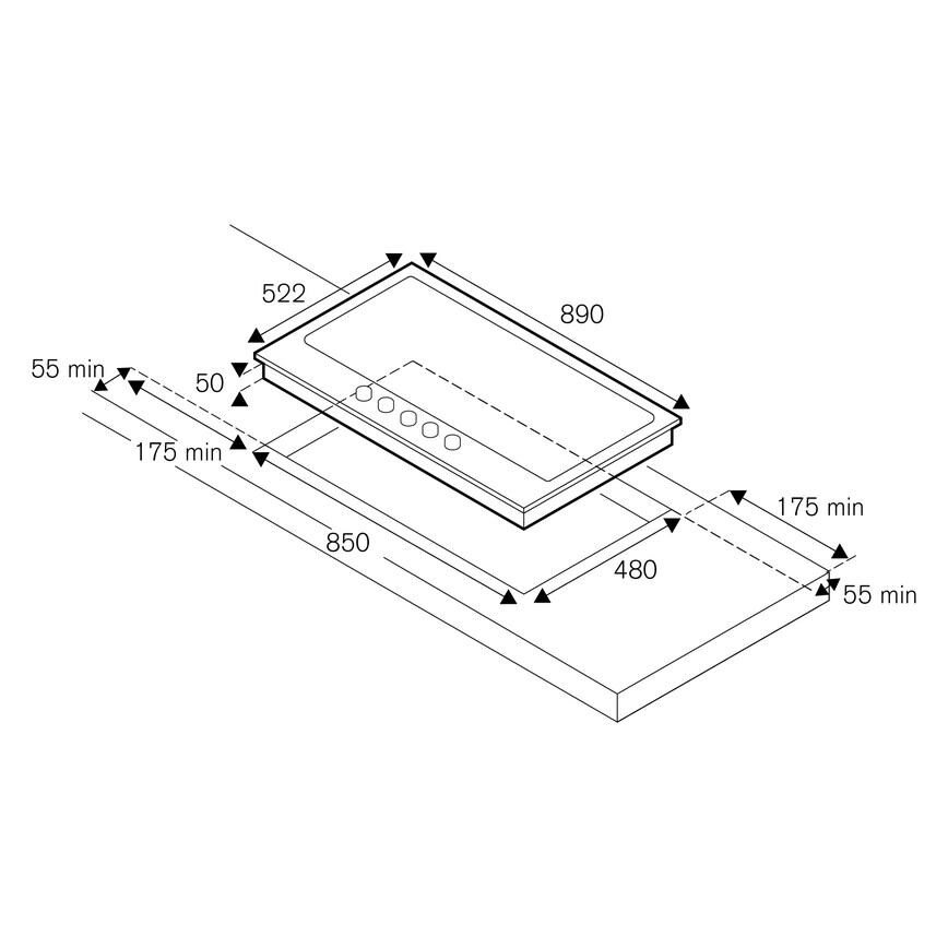 Bertazzoni 5 Burner Gas Hob Sketch