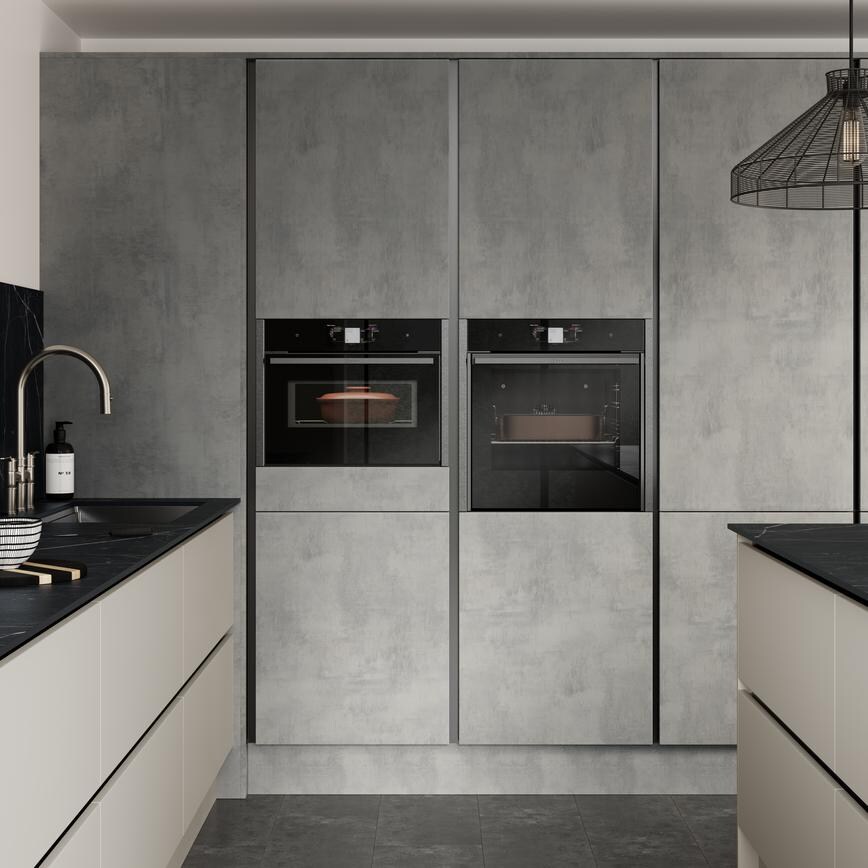 Neff N90 Built-in Compact Microwave, Steam Oven in Hockley Concrete And Sandstone