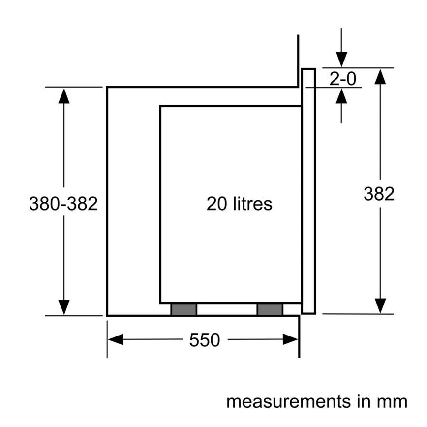 Neff N50 HLAWD23N0B Built In 38cm Black Microwave Sketch