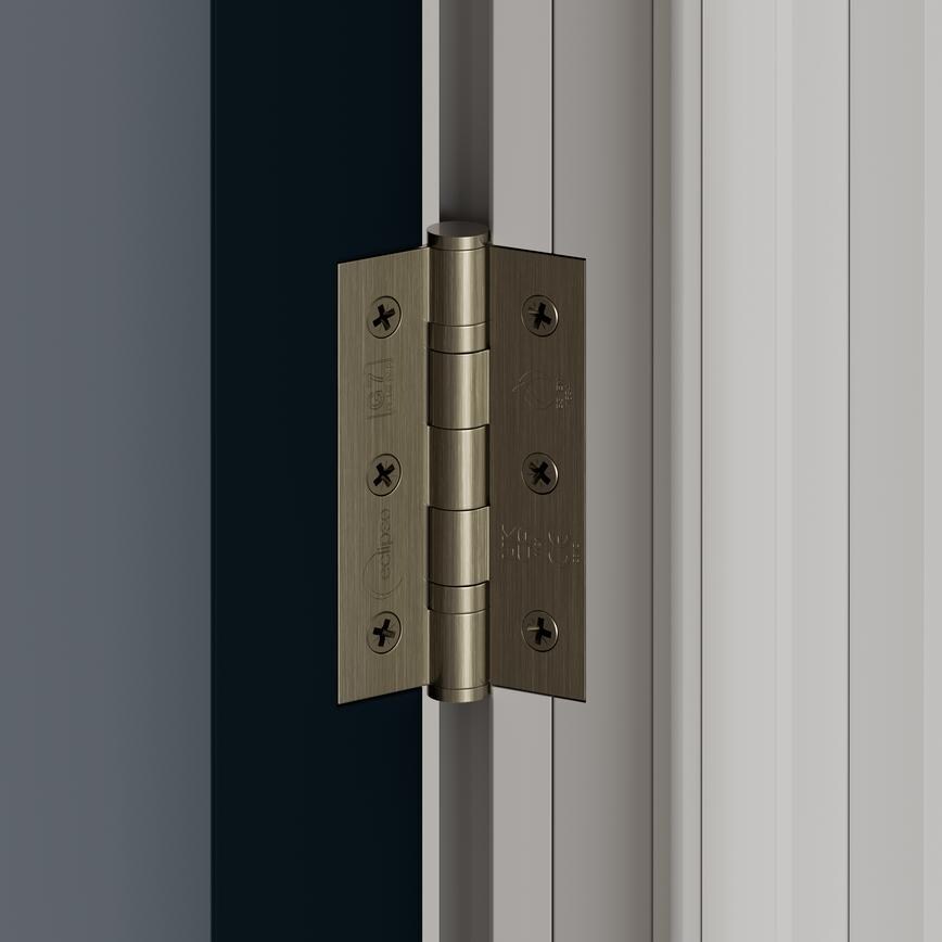 Eclipse Antique Brass 76mm x 51mm Light Duty Grade 7 Ball Bearing Fire Rated Butt Hinge Pack of 2