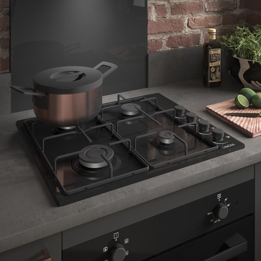 Lamona 4 Burner Black Gas Hob