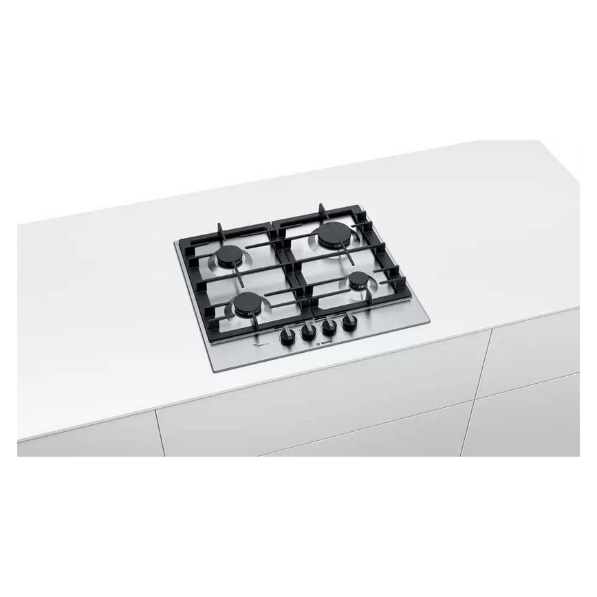 Bosch Serie 6 PCP6A5B90 60cm Stainless Steel Gas Hob Fitted