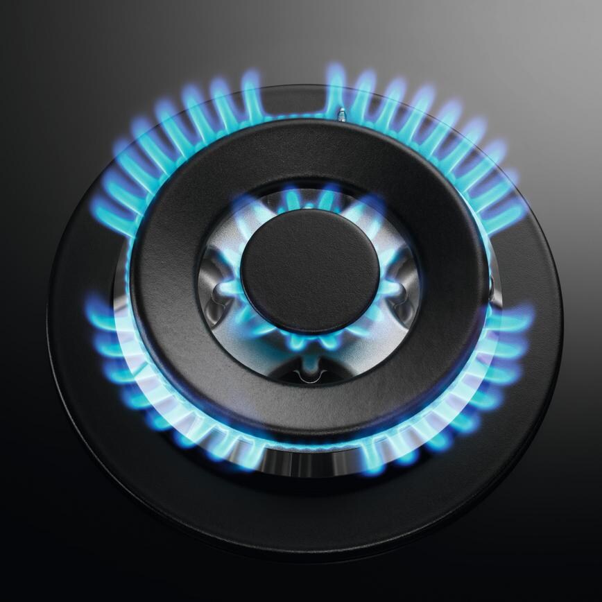 AEG Series 8000 HKB95450NB 90cm Black Gas Hob Large Burner On