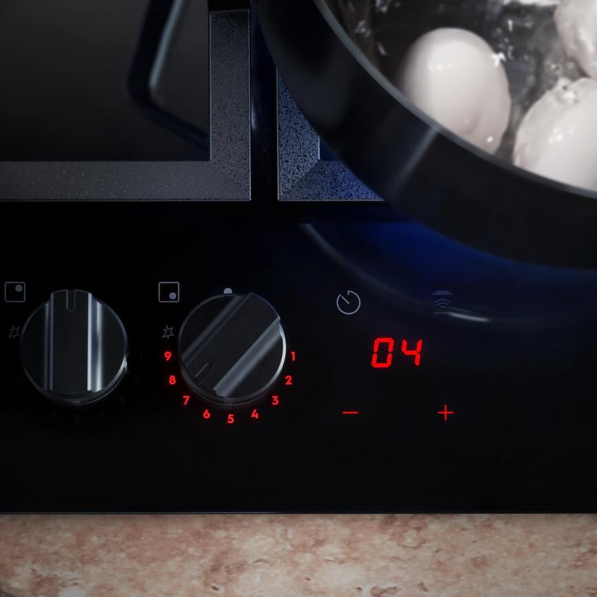 AEG Series 8000 HKB95450NB 90cm Black Gas Hob In Use