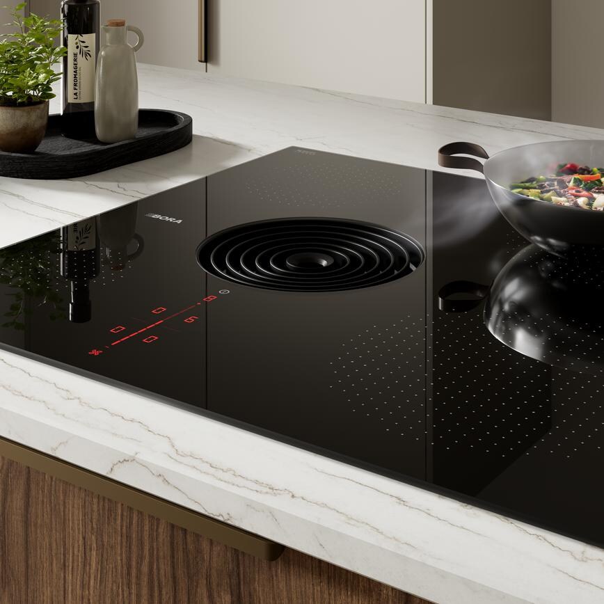 Bora Pure S 60cm Venting Hob Featuring Hockley Sandstone & Walnut