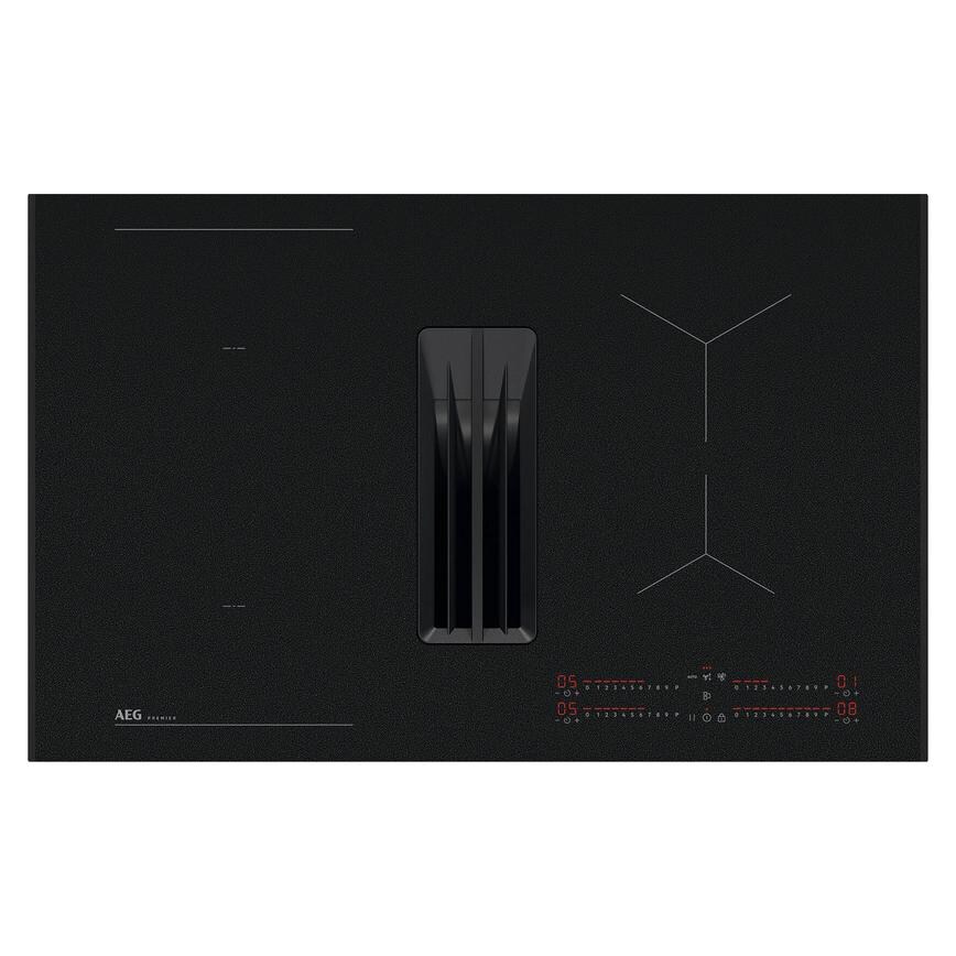 AEG Series 6000 NCH84B03AZ 80cm Black Electric Induction Hob With Extractor