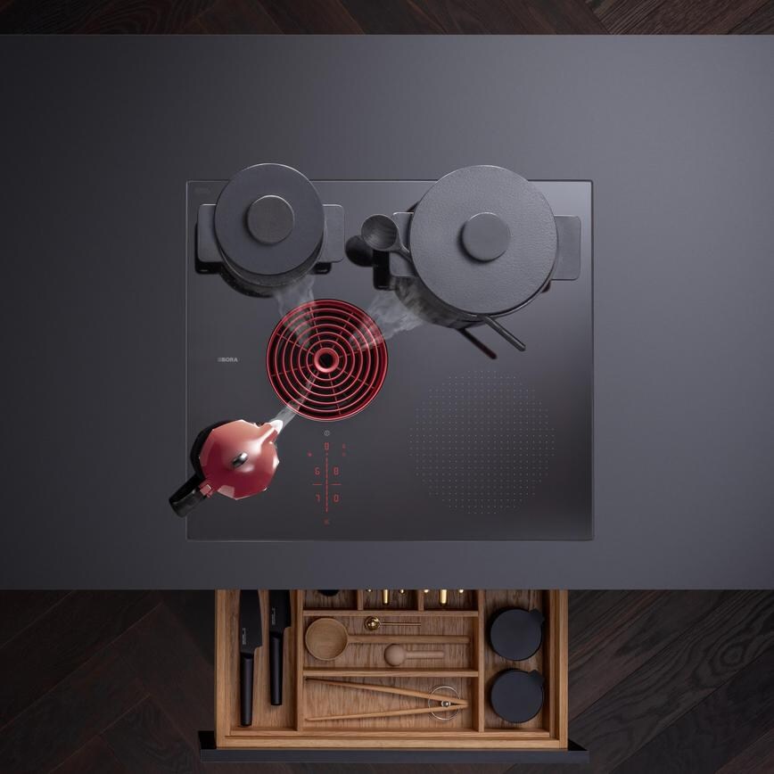Bora Pure Family PURSU 60cm Black Electric Induction Hob With Extractor
