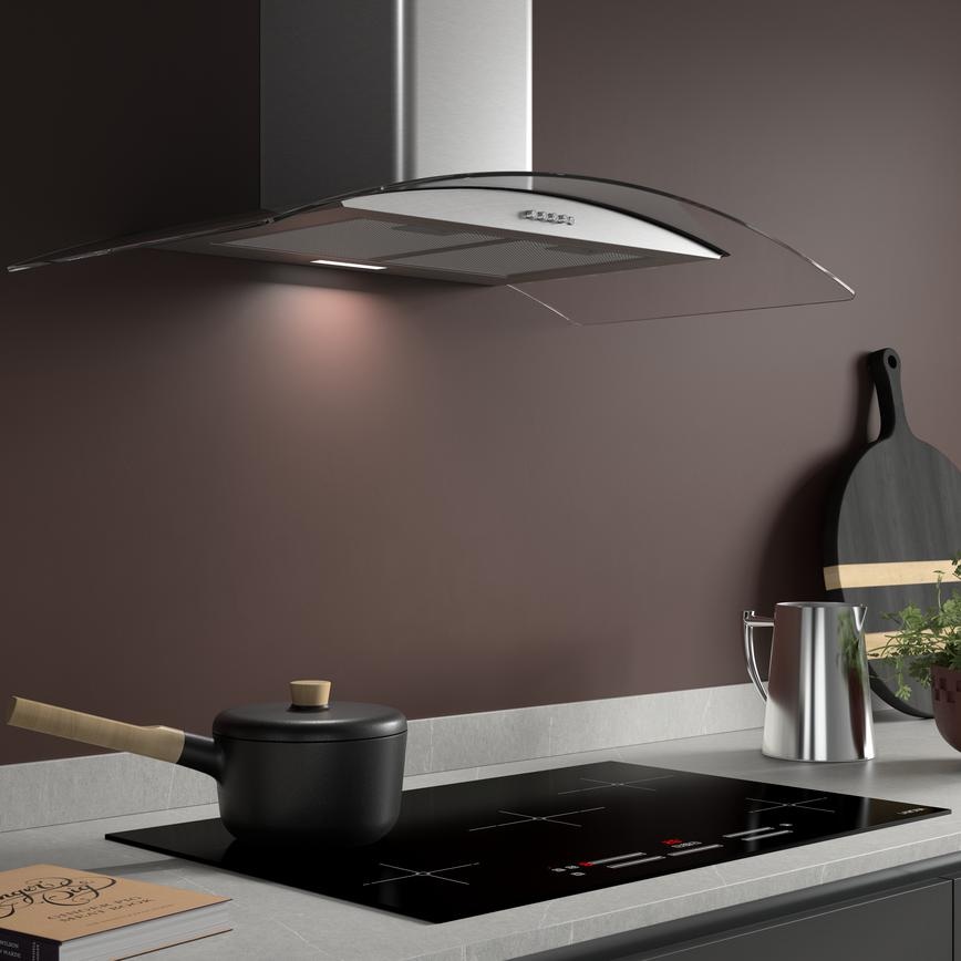 Lamona 90cm Curved Glass Cooker Hood
