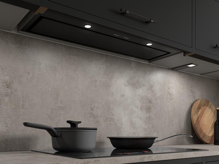 Lamona 90cm Black Canopy Hood Hockley Matt Black Close Up
