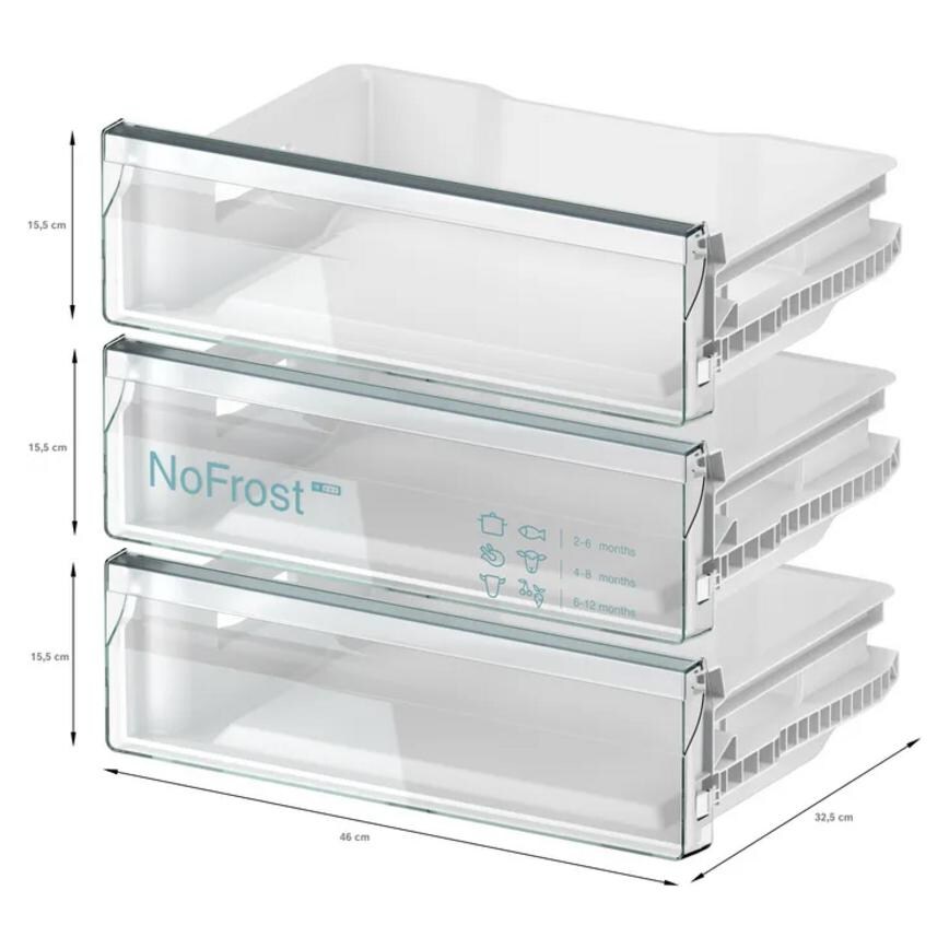 Bosch Serie 4 Integrated White Freezer Top Door Open Drawers