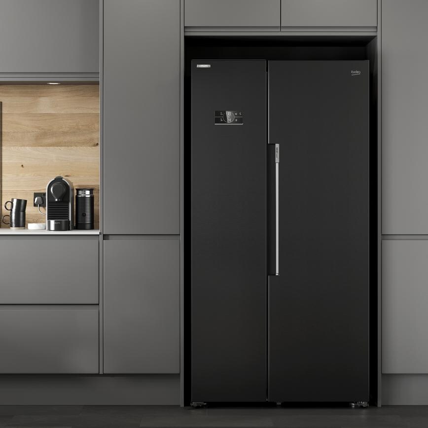 Beko black side by side American fridge freezer