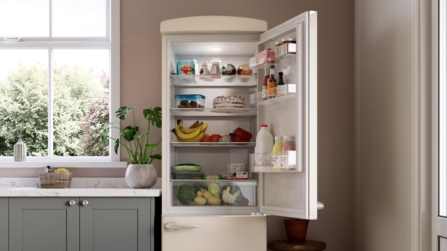 Retro fridge freezer in cream