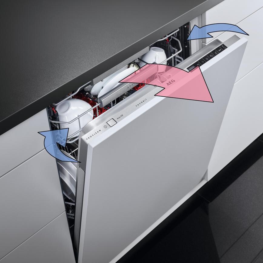 AEG Series 9000 FSK96838P Integrated Full Size White Control Panel Dishwasher Open