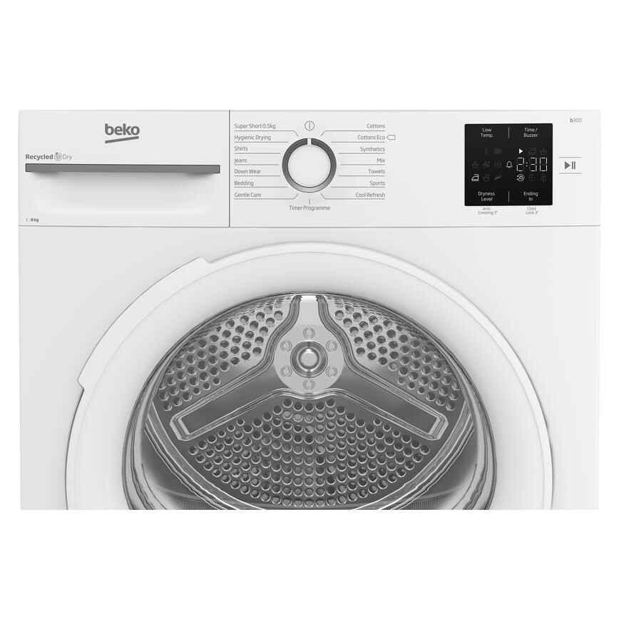 Beko Free Standing 8kg White Heat Pump Dryer Control Panel