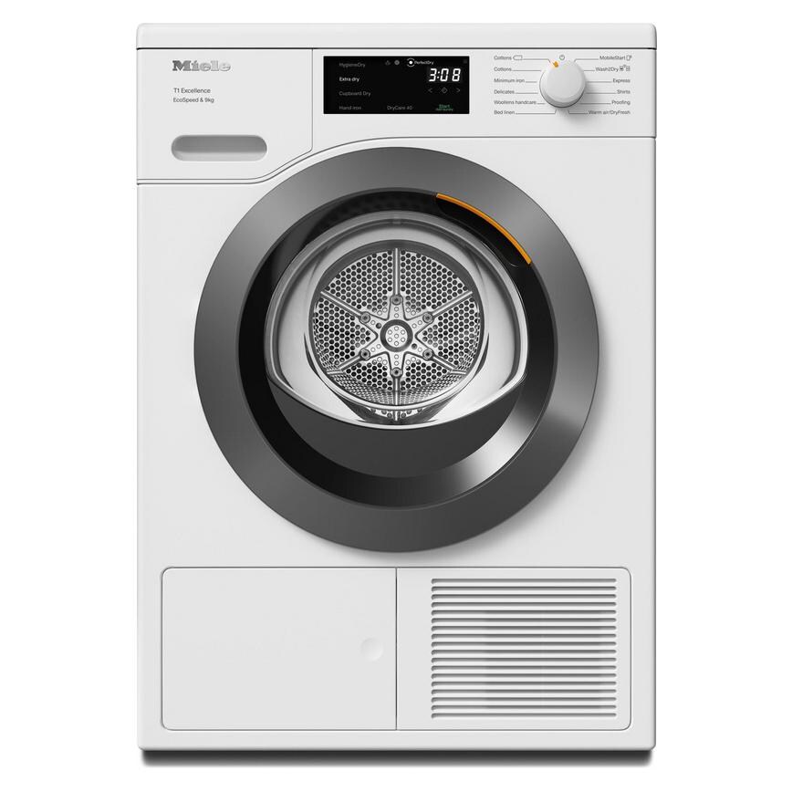 Miele T1 TED645 Freestanding 9kg White Heat Pump Tumble Dryer Front