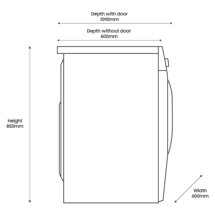 Samsung FS 11Kg 1400 rpm White Washing Machine Sketch Sketch