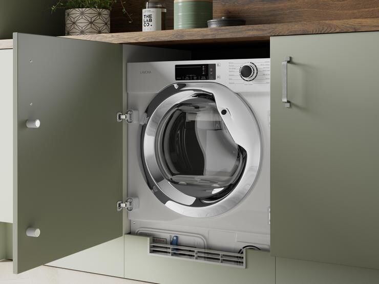 Integrated 6kg Heat Pump Tumble Dryer And Oake and Gray Herringbone Frosted Oak Luxury Rigid Vinyl Flooring