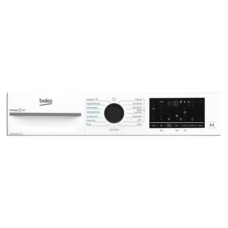 Beko Free Standing 85kg White Washer Dryer Control Panel