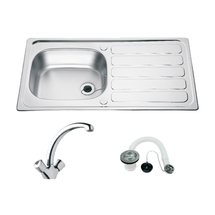 Lamona Drayton Single Bowl Sink and Lamona Chrome Effect Mono Mixer Tap Package