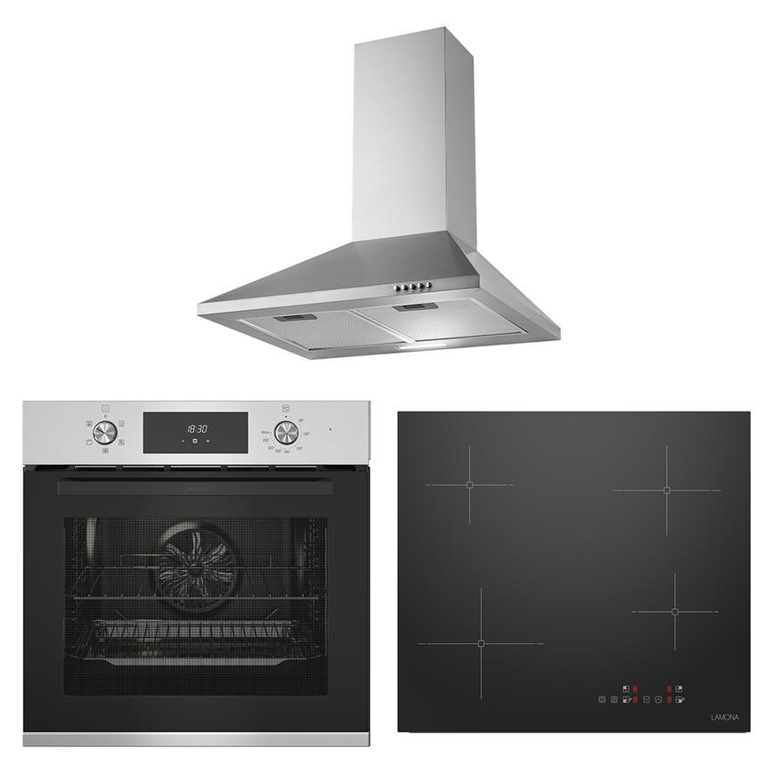 Lamona Fan Oven, 4 Zone Ceramic Hob, 60cm Chimney Cooker Hood