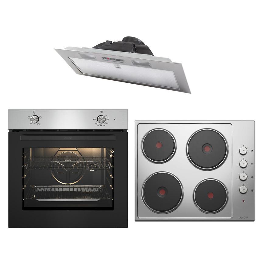 Lamona Electric Hob, Stainless Steel Oven and Canopy Cooker Hood Package