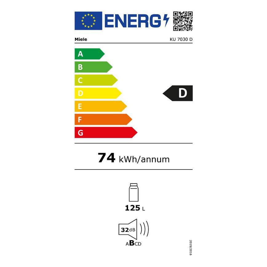 EU Energy Label HME6000 Miele Generation 7000 KU 7030 D  Integrated White Larder Fridge