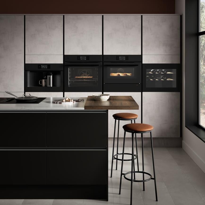 AEG Oven, Warming Drawer, Combi Microwave Oven, Wine Fridge and Coffee Machine Matt Black in Hockley Black And Concrete