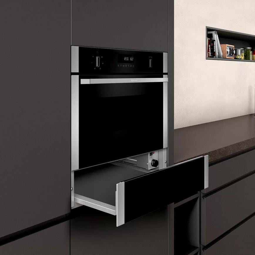Neff N50 N1AHA01N0B 14cm Stainless Steel Built In Warming Drawer Door Open