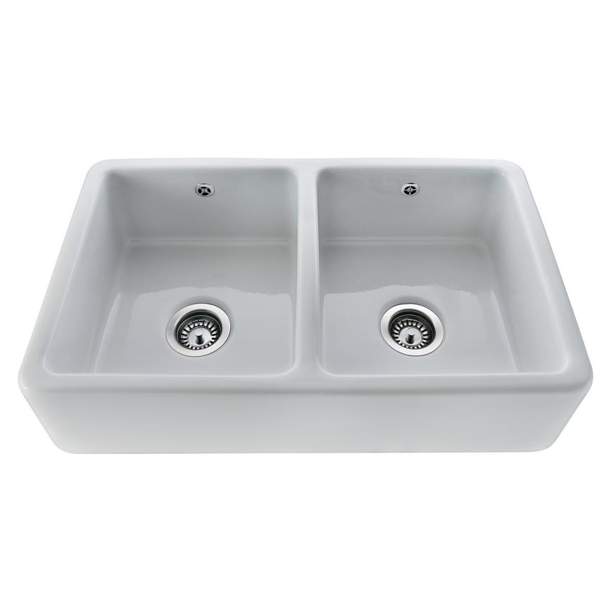 Lamona White ceramic double Belfast sink