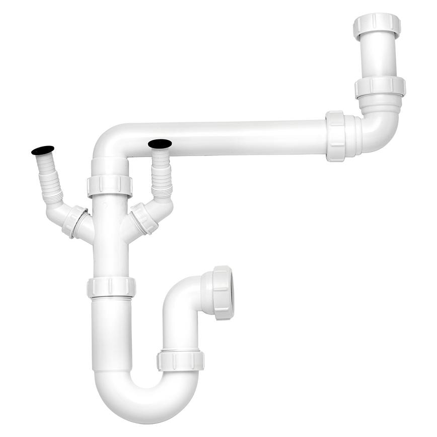 Space saving single bowl plumbing kit