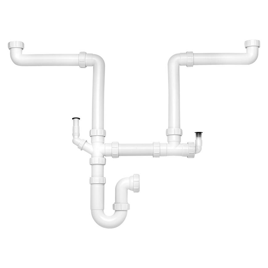 Space Saving Plumbing Kit 1.5 and 2.0 Bowl Sinks, 2 x Appliance Trap