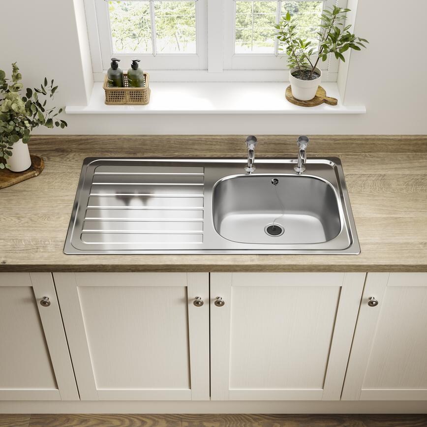 Tap Hole Single Bowl Sink Left Handed Allendale Antique White