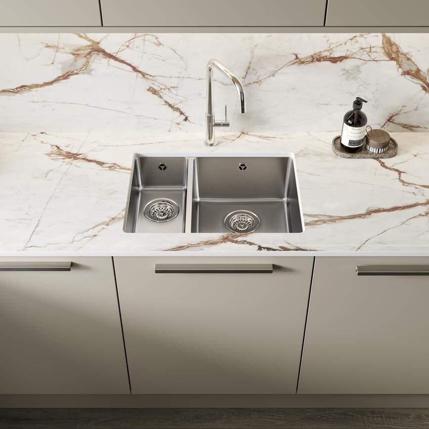 Easton 1.5 Bowl Sink Right Handed Hockley Super Matt Sandstone