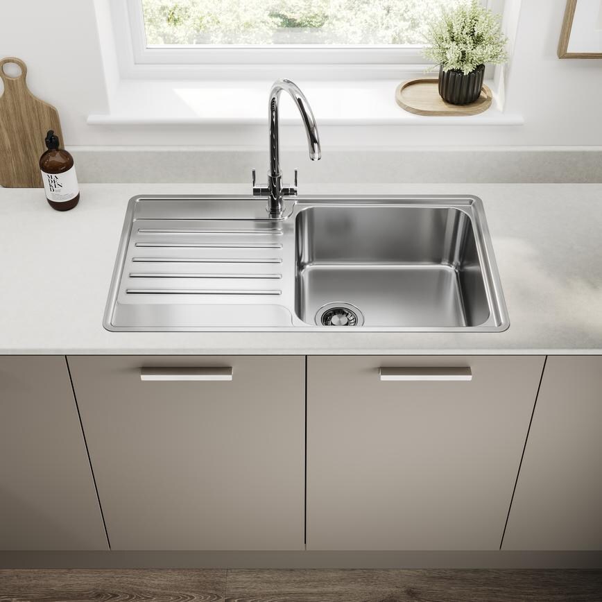 Franke Bell Single Bowl Sink Right Handed Hockley Super Matt Sand Grey