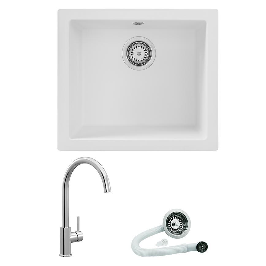 SNT2188 Wht Cmpsite Snk & Wste & Lynstone Ch Tap