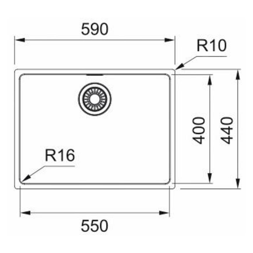 Franke Maris Single Bowl Stainless Steel Kitchen Sink Line Drawing
