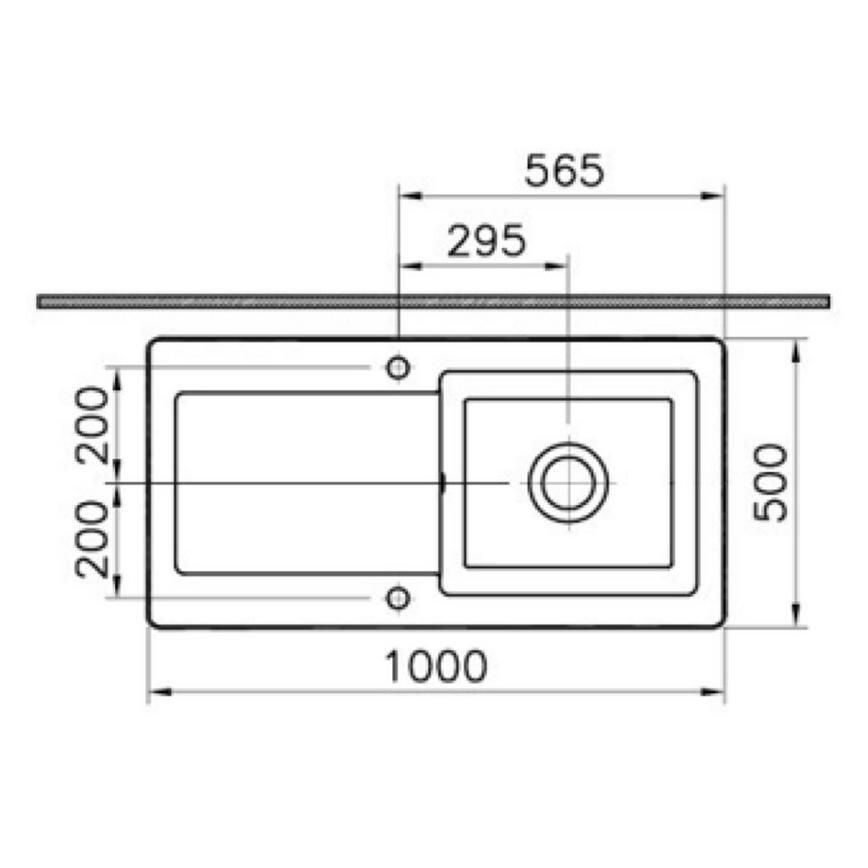 Hallington Single Bowl Reversible Inset Ceramic White Kitchen Sink Line Drawing