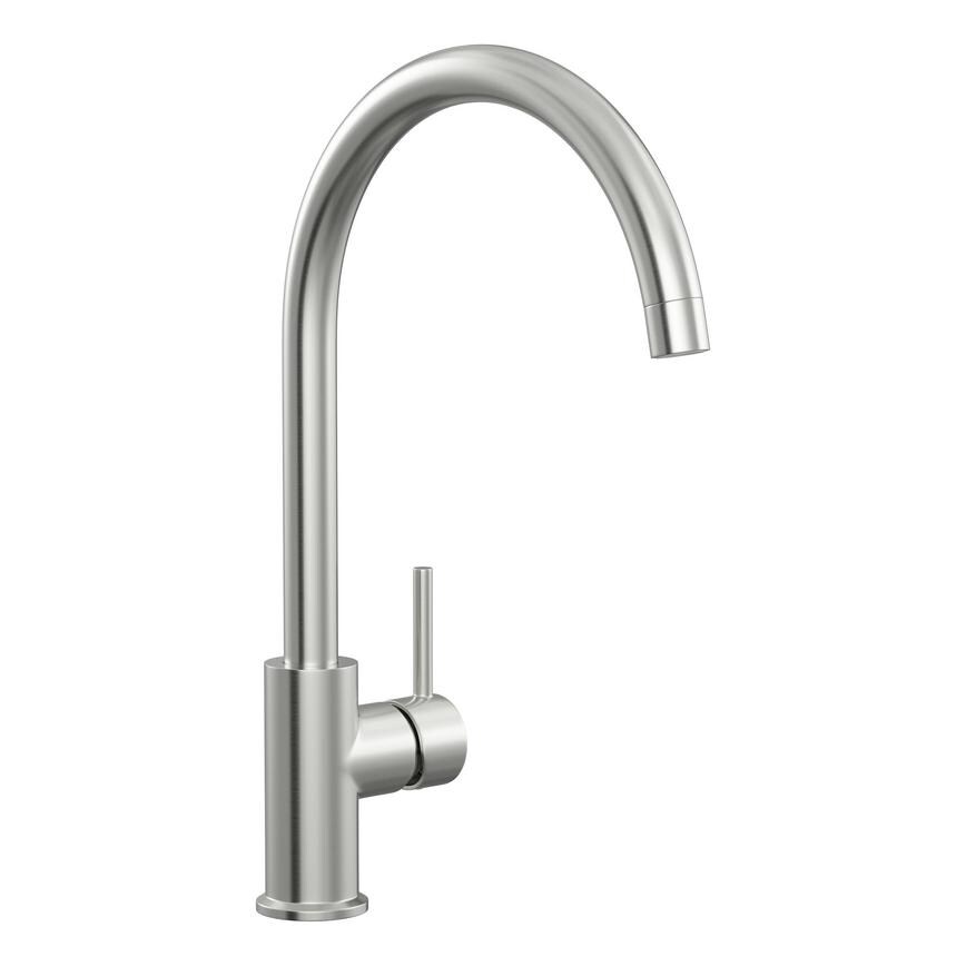 Lynstone Brushed Nickel Swan Neck Mixer Kitchen Tap 