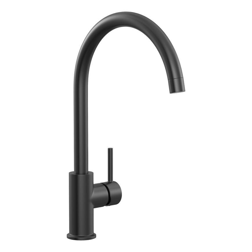 Lynstone Matt Black Swan Neck Mixer Kitchen Tap 