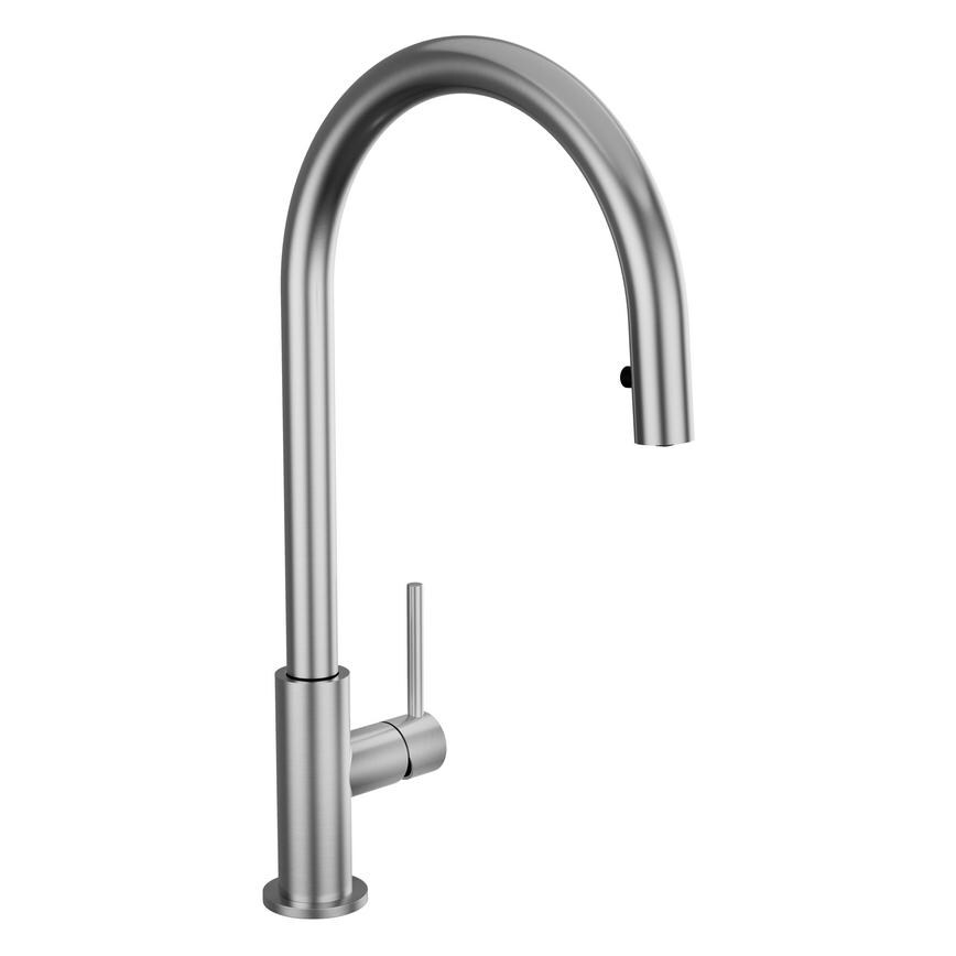 Radstone Brushed Stainless Steel Swan Neck Pull Out Kitchen Tap