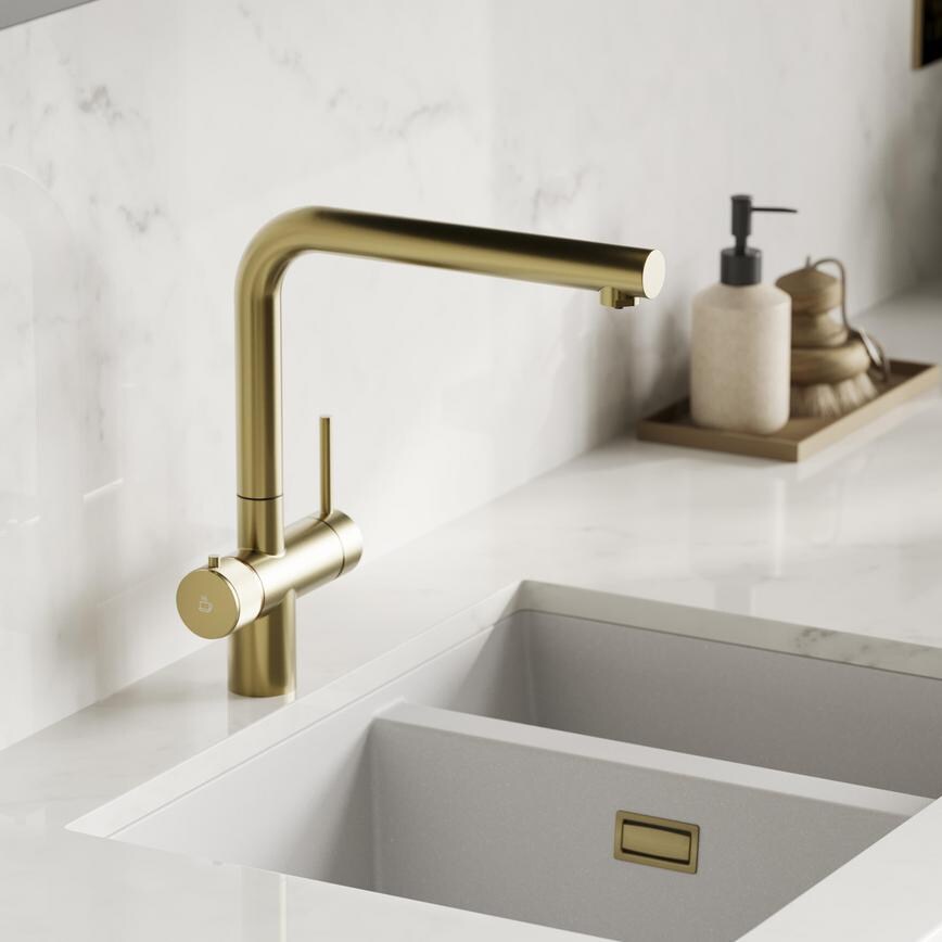 Kynance Angled 3 in 1 Brass Close Up Off 