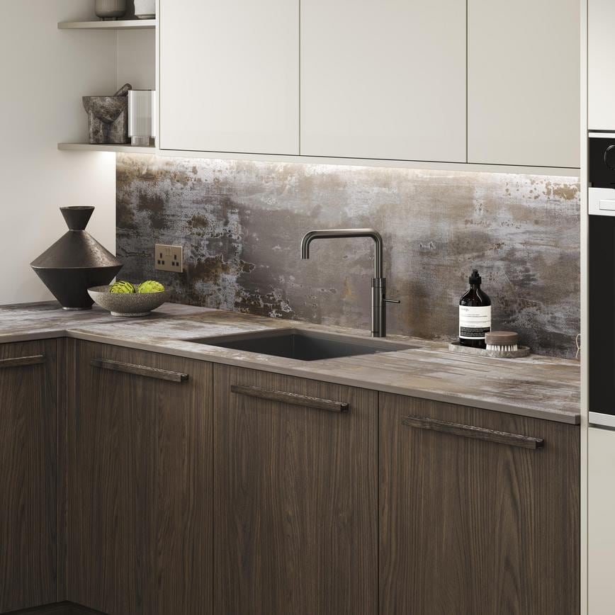 Quooker Fusion Square Pro 3 Gun Metal Hockley Textures Dark Oak 