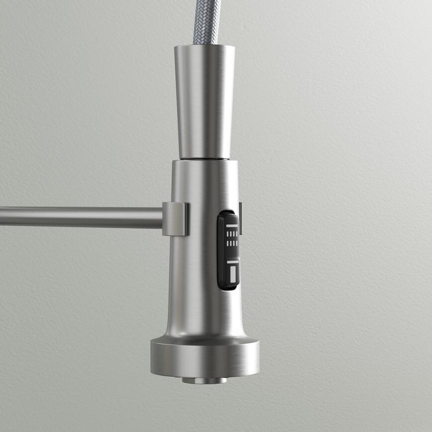 Alvo Professional Brushed Nickel J Spout Pull Out Kitchen Tap 