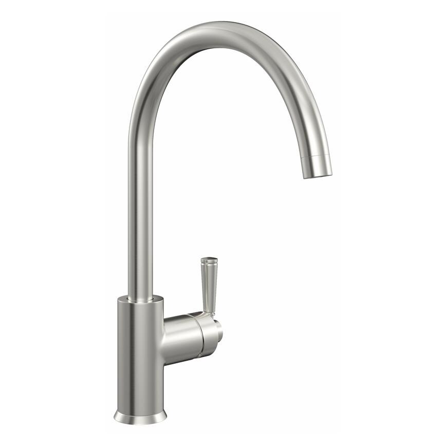 Garda Brushed Nickel Swan Neck Mixer Kitchen Tap